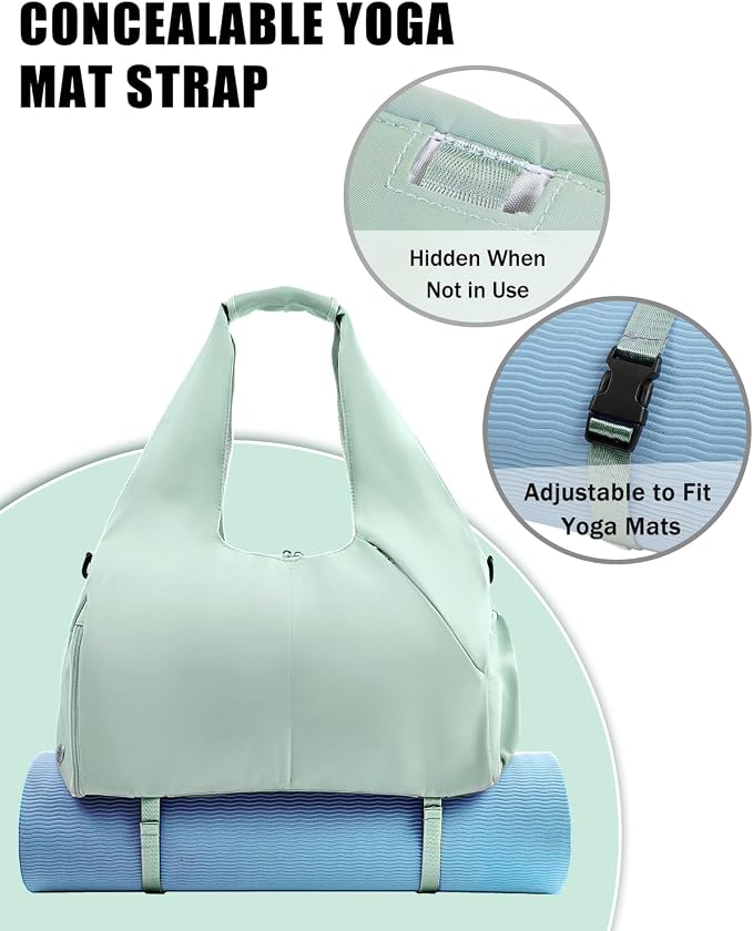 RHDZO Gym Bag for Women with Shoe Compartment Yoga Mat Bag with Wet Pocket and Water Bottle Holder Weekender Bag with Strap