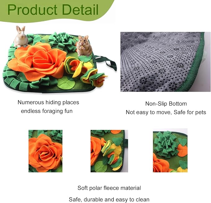 Rabbit Foraging Mat Bunny Snuffle Mat for Small Animal Puzzle Toy