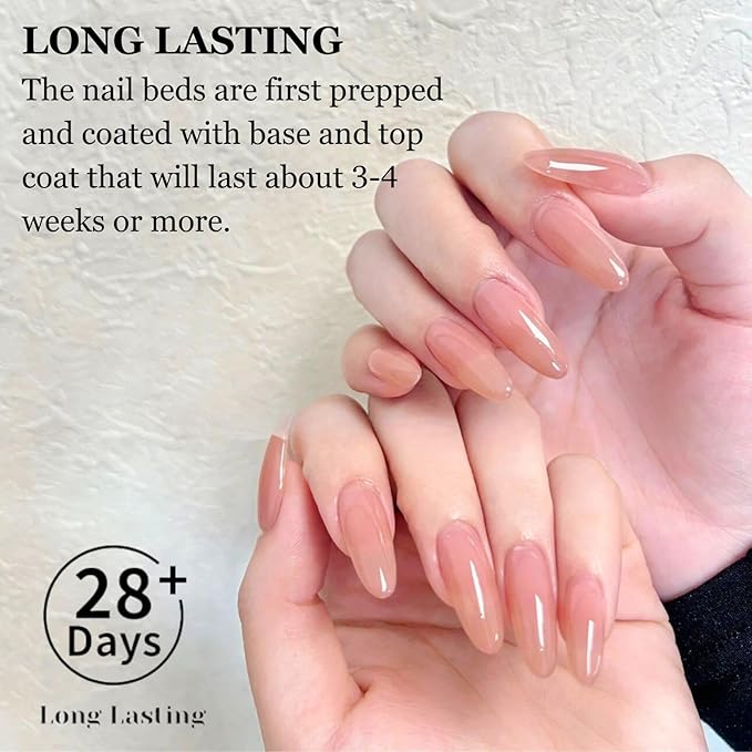 NovaCharm Sheer Nail Polish Nude - Fast Drying Neutral Nail Polish Quick Dry - Long lasting Jelly Nail Varnish High Coverage - Water Based Natural Nail Gel No Required UV/LED Lamp