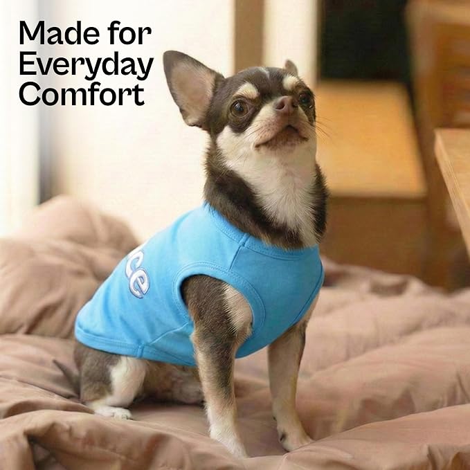 Parisian Pet Dog Shirt – 100% Cotton Shirts for Large Dogs – Blue Sleeveless Pet Clothes – Lightweight and Breathable Dog Apparel – Boy Dogs Clothes - Stretchy Pet T Shirts
