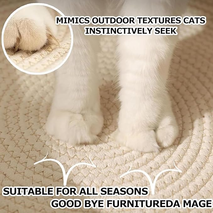 Instinct Basket, Stimuli Handwoven cat Basket Rope Cotton with Cushion, Eliminates Bed Rejection Round Pet Basket, Boho Catbed for Cats Handwoven Scratchable Breathable Weave (Small-B)