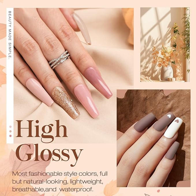 AZUREBEAUTY 30Pcs Dip Powder Nail Kit Starter with Nail Sticks, Nude Skin Tones Neutral Pink 8 Colors Dipping Liquid Set Matte Top Coat for Nail Art Manicure Salon DIY Home
