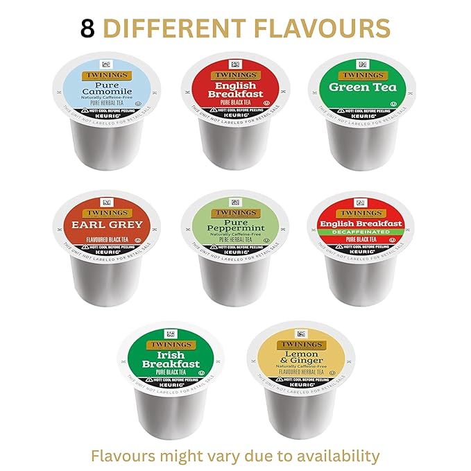 Twinings Tea K Cup Pod Sampler Variety Box (10 Count) 8 Flavours for Keurig Single Serve Brewers, Contains Black, Green, Herbal and Decaffeinated Teas for Tea Lovers