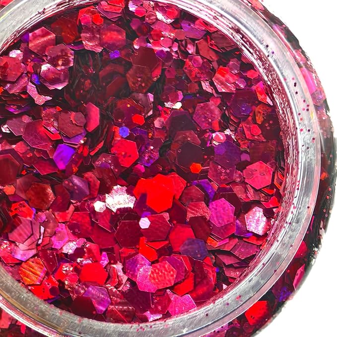 Rose Pink - Craft Glitter - 2oz Glitter Shaker Bright Colorful Holographic Mix Chunky Body Glitter Bulk Wholesale 24 Colors in Shaker Cosmetic Glitter EBLB912