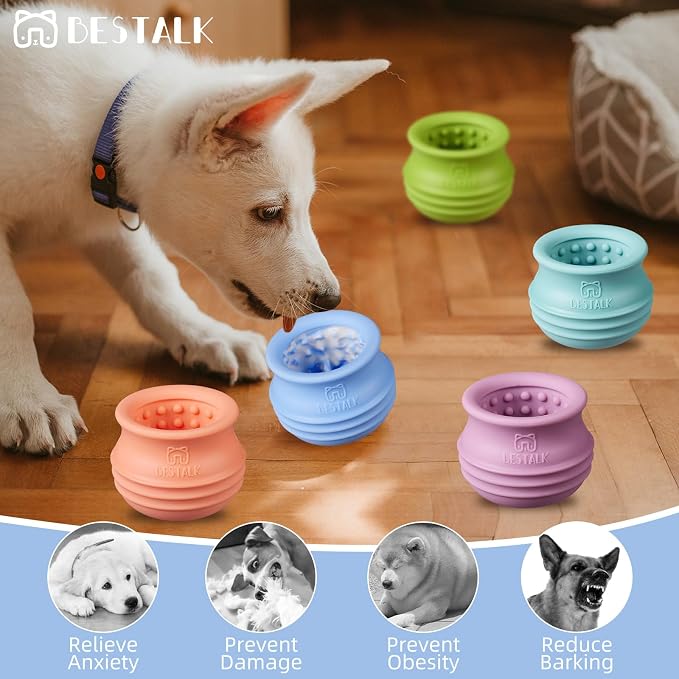 Dog Enrichment Treat Toy, Long-Lasting Wobbly Interactive Freeze Lick Toys for Dogs, Stuffable Puzzle Feeder Toy for Boredom, Silicone Treat Dispensing Chew Toy (Baby Blue,M)