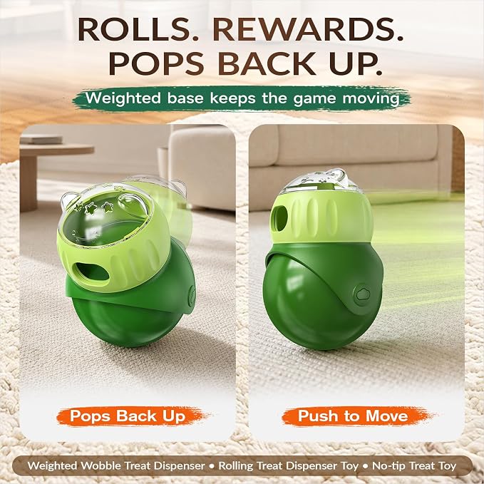 KADTC Wobble Treat Dispensing Ball, Slow Feeder & Puzzle Toy for Small Dogs