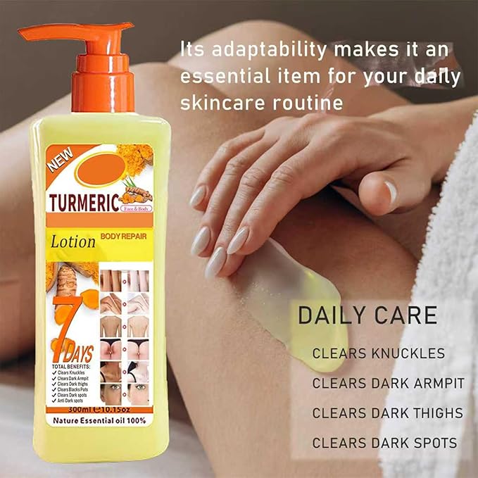Soft 7 Turmeric Body Oil Lotion, Turmeric Oil Lotion for Skin Hyperpigmentation, Tumeric Lotions for Bodys, Body Lotions for Women Moisturizing & Smoothing for All Skin Types 10 Fl Oz
