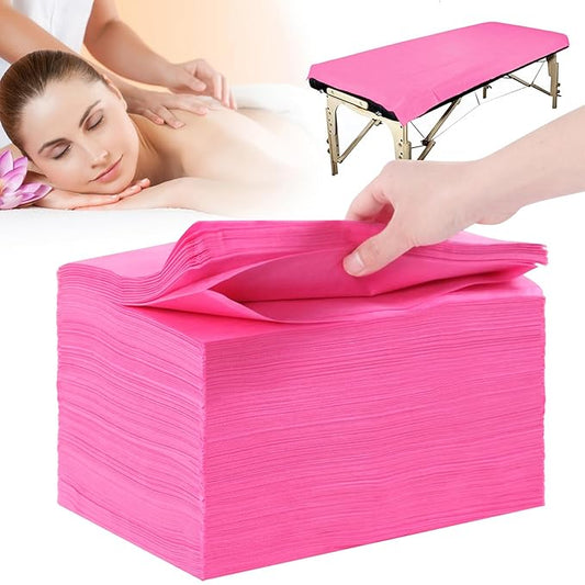 200PCS Pink Disposable Bed Sheets 31" x 71" Massage Table Sheets Non Woven Fabric SPA Bed Cover Breathable for Massage Beauty Tattoos