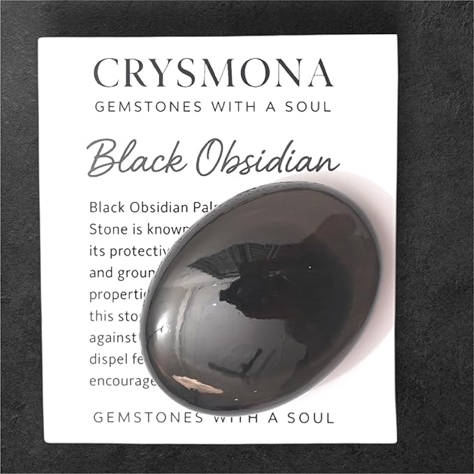 Large Natural Black Obsidian Gemstone Polished Palm Stone Healing Crystals Thick Natural Reiki Worry Stone Energy Balancing Anxiety Stress Relief Meditation 1 Pc