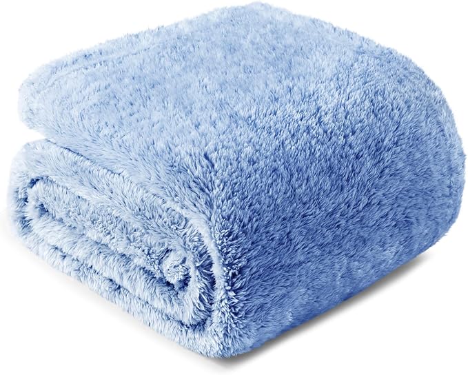 Exclusivo Mezcla Fuzzy Large Fleece Throw Blanket for Couch, Mix-Blue | 50x70 Inches, Super Soft and Cozy Throw, Plush Fluffy Blanket for Sofa, Bed, Bedroom, Home Decor, All Season
