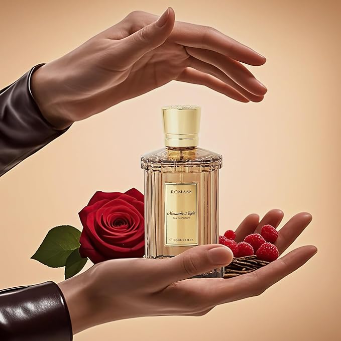 ROMASS Nomadic Night Eau de Parfum Spray - 3.4oz/100ml, Unisex Fragrance with Smoked Oud, Desert Sage, Rose & Raspberry Notes, Warm Woody Scent