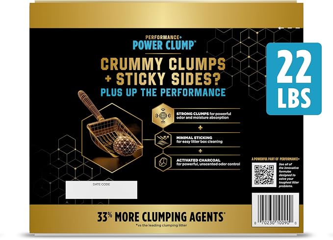 Purina Tidy Cats Performance Plus Power Clump Unscented Multi Cat Clumping Cat Litter, 22 lb. Box