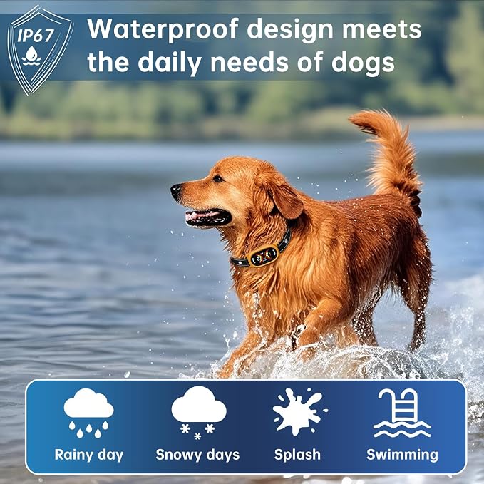 Dog Bark Collar for Large, Medium and Small Dogs with Smart Anti False Triggering AI Chip, IP67 Waterproof Rechargeable Anti Barking Collar with Adjustable Sensitivity and Multiple Modes (Orange)