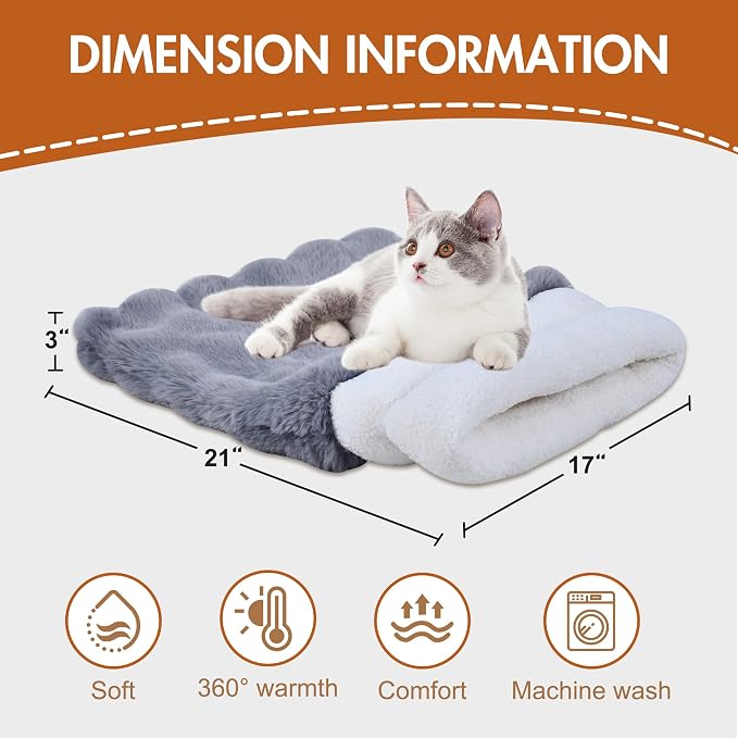 3 in 1 Semi-Enclosed Self Warming Burrow Cat Bed Sleeping Cave | Keep Warming, Machine Washable, Easy to Clean, Soft & Comfortable, Pet Beds fo Cats & Dogs, Cozy Privacy Nook