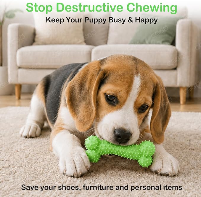 Puppy Toys, 6 Pack Dog Chew Toys for Puppy, Cute Green Small Dog Toys Teething Toys for Puppies, Soft Durable Interactive Chew Toy for Small Dogs