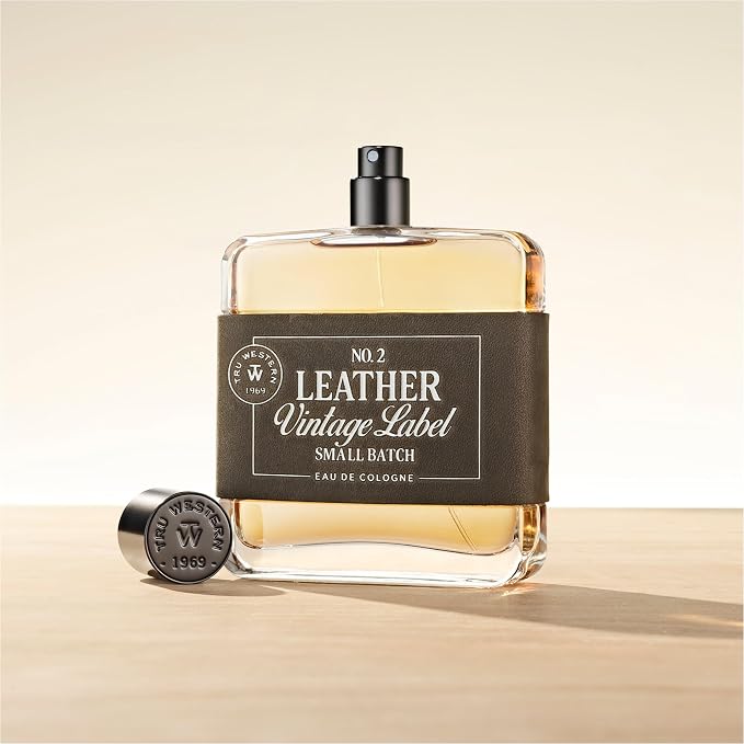 Tru Western Leather No. 2 Men’s Cologne Spray, Private Reserve, Small Batch, Sage, Grey Suede & White Woods Notes, 3.4 fl oz (100 ml)