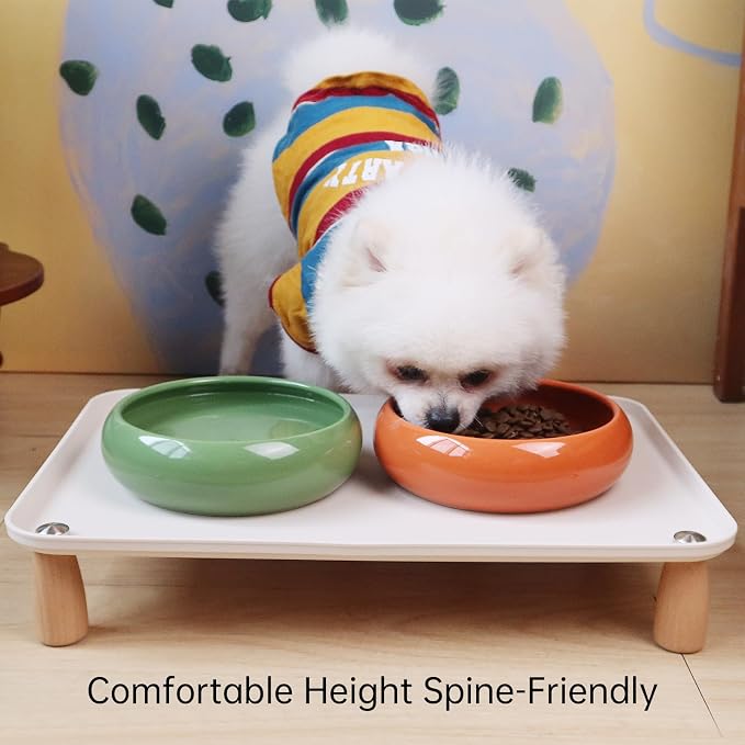 Large Elevated Cat & Dog Bowl Stand,3 inch Height Raised Feeder Compatible with Most Automatic Pet Feeders & Water Fountains, Anti-Slip & Spill-Proof Large Pet Food Tray,17 x 12 Inches (White)