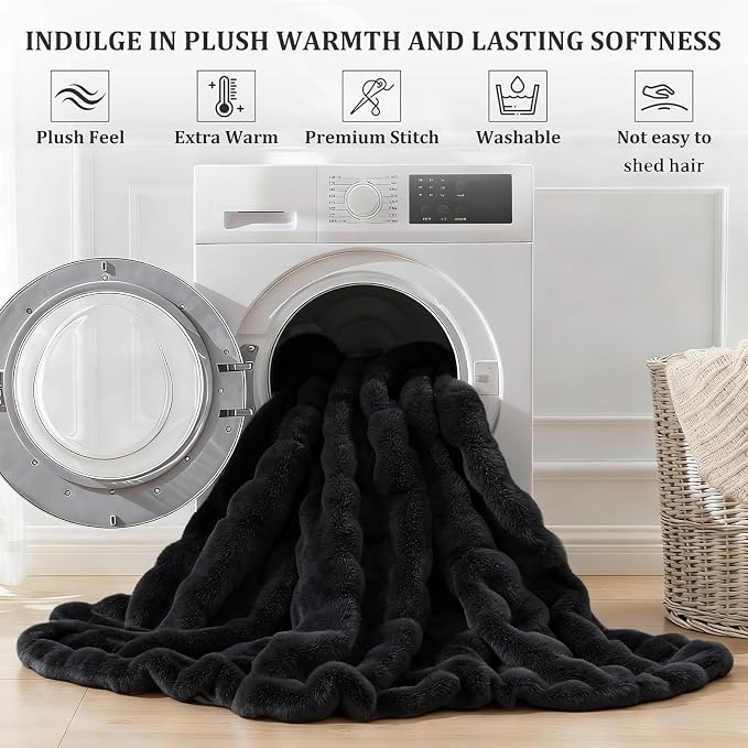 Faux Fur Twin Blanket for Couch, 1000 GSM Cozy Fuzzy Fluffy Soft Plush Thick Bubble Sherpa Blanket for Sofa Bedroom Living Room, Mothers Day Birthday Gifts for Women Home Decor