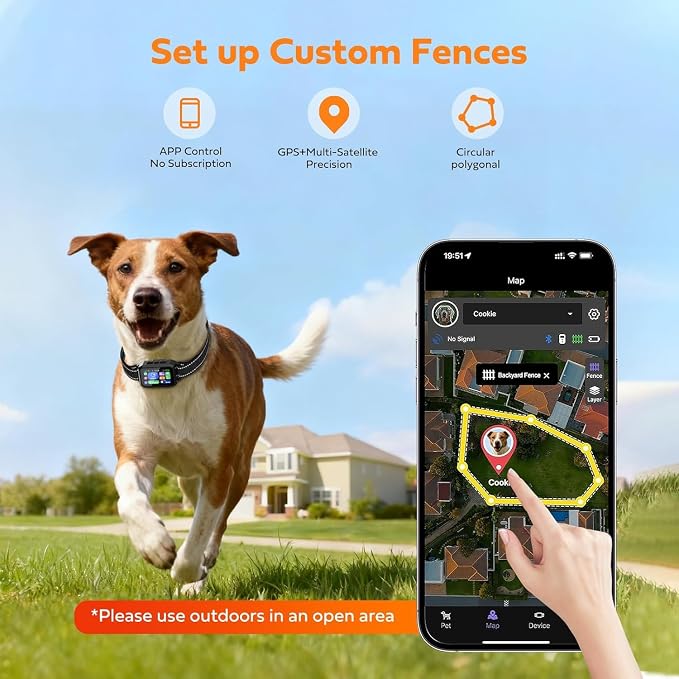 GPS Wireless Dog Fence & Training Collar System, Free App/Remote Controlled Custom Boundary up to 7000ft, Beep/Vibration/Safe Correction Modes, Early Alert, Waterproof for Dogs 10+ lbs