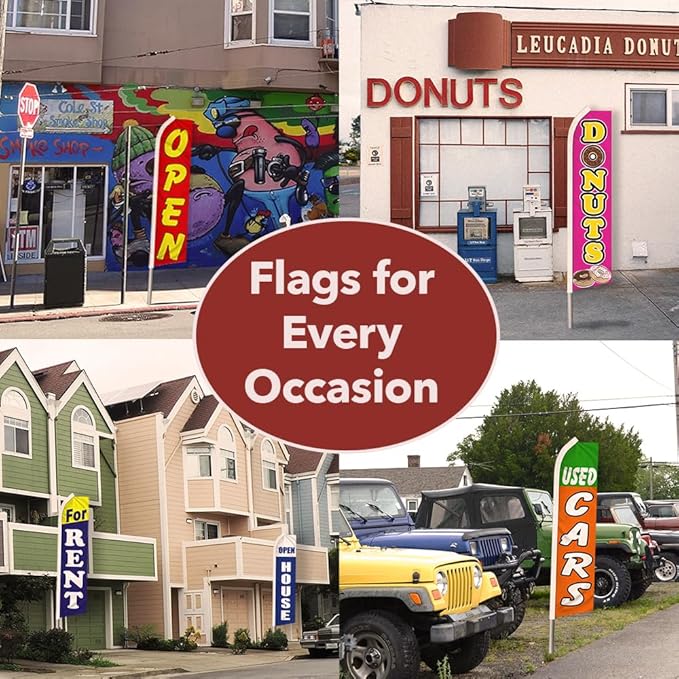 Hair & Beauty Windless Banner Advertising Flag & Pole Kit - Perfect for Spas, Massage Therapists, Salons, Barber Shops