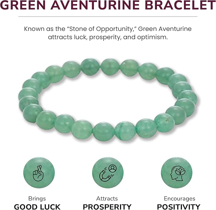 Crystal Vibe 8mm Beaded Bracelets For Women Men - Healing Crystal Bracelet - Adjustable Size
