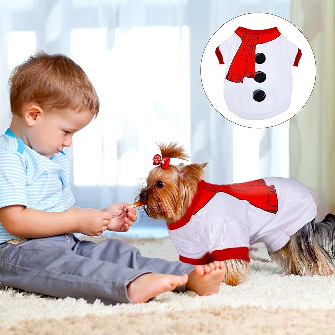 5 Pack Christmas Dog Shirts Christmas Santa Pet Clothes, S Fits 3-5 Lbs | Soft Fabric Xmas Snowman Costume, Winter Puppy Outfit for Dogs Cats Pet, Festive Holiday Party Apparel, Cozy Christmas Shirts