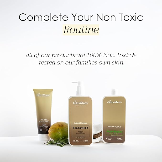 GirlyMan Natural Body Wash - Made with Olive Oil & Aloe Extract, No Artificial Fragrance, PH Balanced, Gentle Formula, Nourishing Ingredients, Family Owned (Unscented)