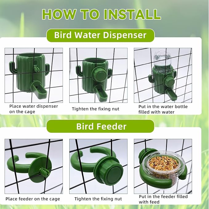 3Pcs Bird Water Dispenser Bird Cage Feeder Accessories for Parakeet