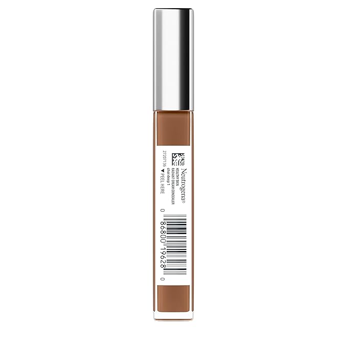 Neutrogena Healthy Skin Radiant Brightening Cream Concealer with Peptides & Vitamin E Antioxidant, Lightweight Perfecting Concealer Cream, Non-Comedogenic, Chai Deep 01 with warm undertones, 0.24 oz