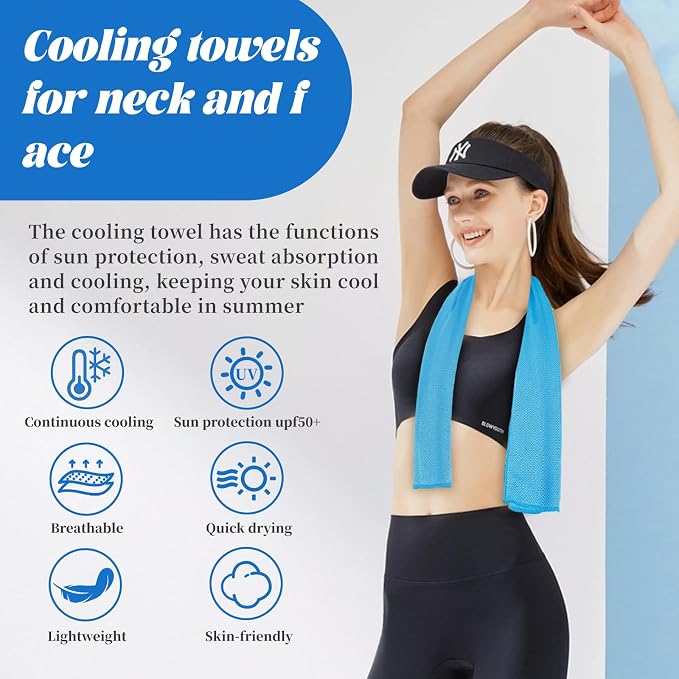 PAWPRO 4 Packs Cooling Towels for Neck and Face(40"x12"), Soft Breathable Cooling Towel with Waterproof Bag & Carabiner,Microfiber Cooling Towels for Yoga, Sport,Gym,Camping (Multicolor-1)