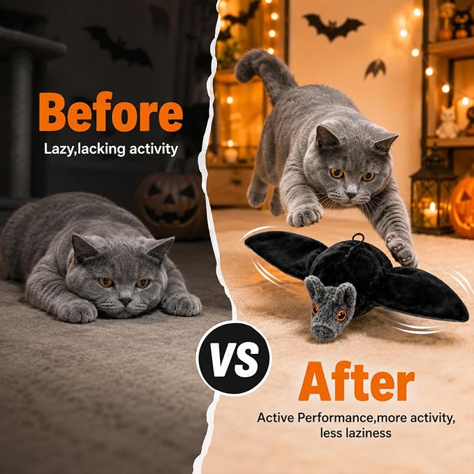 Flying Bat Dog Toy,Flapping Bird Interactive Cat Toy,Flying Bt Toy for Dogs | Cute Flapping Wings Electric Teasing Cat/Dog Toy,Indoor Chase Toy for Exercise,Hanging and Ground Play(1Pc)