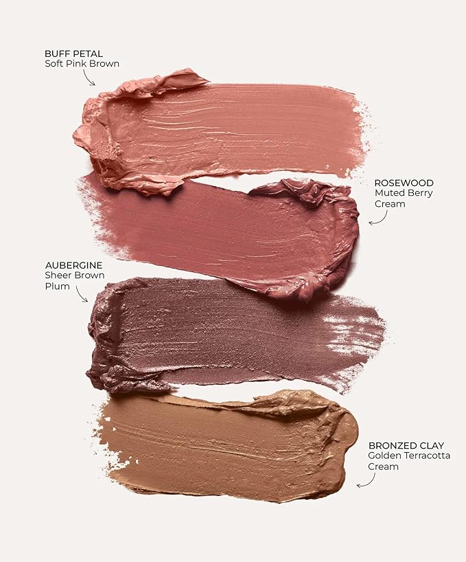 Fitglow Beauty Multi-Use Ceramide Cream Lip & Cheek Palette | Skincare-First Cream Pigment | Hydrating, Buildable Color | Natural Finish for Eyes, Cheeks & Lips | Refillable | Buffed Glow - 20g
