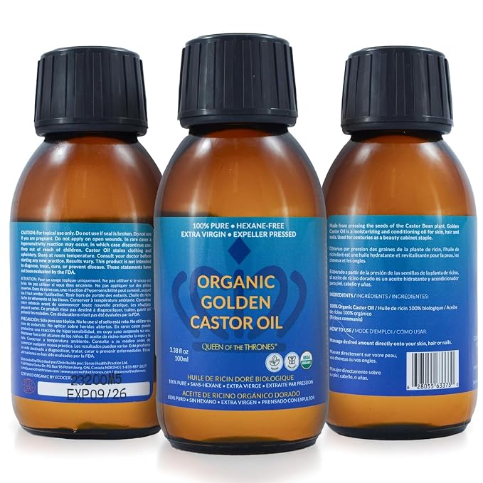 QUEEN OF THE THRONES Castor Oil Pack for Neck Less Mess, Reusable, Organic Cotton Flannel, Naturopathic Doctor Designed (Castor Oil Included)