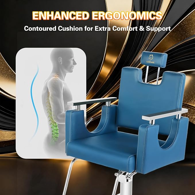 Heavy Duty Barber Chair, 360° Swivel Reclining Salon Chair for Hair Stylist, Height Adjustable Hydraulic Hairdressing Chair with Footrest for Barber Shop, Beauty Salon, Hairdressers