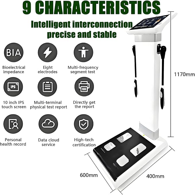 Body Composition Analyzer, Smart Body Fat Scale, Body Composition Analyzer, Body Fat Detection Equipment, Muscle Detection and Analysis for Home, Gym & Clinic Use, Body Composition Metrics