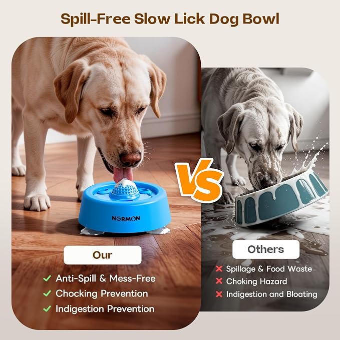 Slow Feeder Dog Bowls for Liquid Treat, 【Enrichment Ball-Roll】 Bone Broth Dog Lick Bowl, 250ML Yogurt Pup Lick Toy for Large Medium Small Breeds Dietary Supplement/Post-op Nutrition
