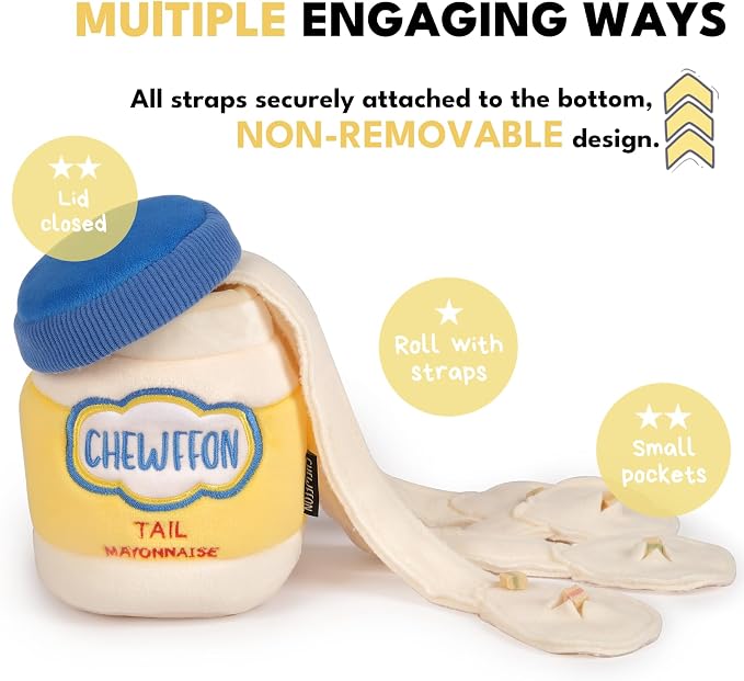 CHEWFFON Dog Enrichment Toys, Snuffle Crinkle Toy for Mental Stimulation | Interactive Mayonnaise Jar Puzzle Treat Toy, Hide and Seek Nose Work Game for Boredom, All Dog Sizes