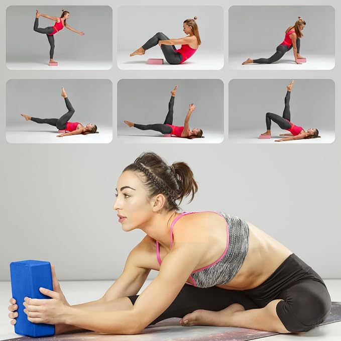 Yoga Blocks 2 Pcs, 9"x6"x3" Yoga Brick Foam Blocks EVA Foam Block Yoga Props Accessories for Yoga Pilates Stretching and Meditation
