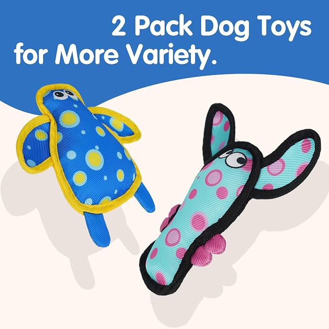 Squeaky Dog Toys for Small & Medium Dogs, Turtle & Lobster Set