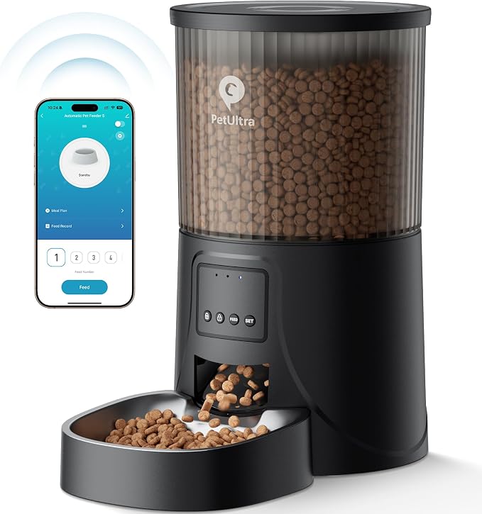 Automatic Cat Feeder 5Ghz WiFi APP Control Cat Food Dispenser | Auto Pet Feeder for Cats and Small Dog Indoor- Easy to Set and Clean, Dual Power, 1-6 Meals/Day, Timed Precise Feeding