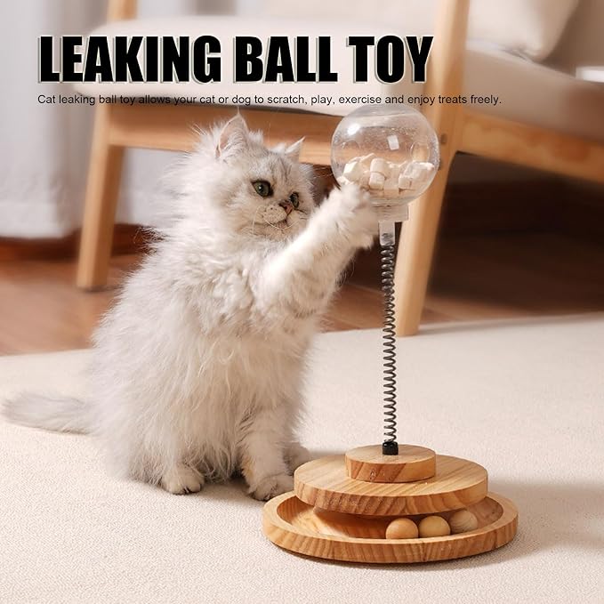 Cat Toy, Interactive Food Dispenser Ball with Steel Spring