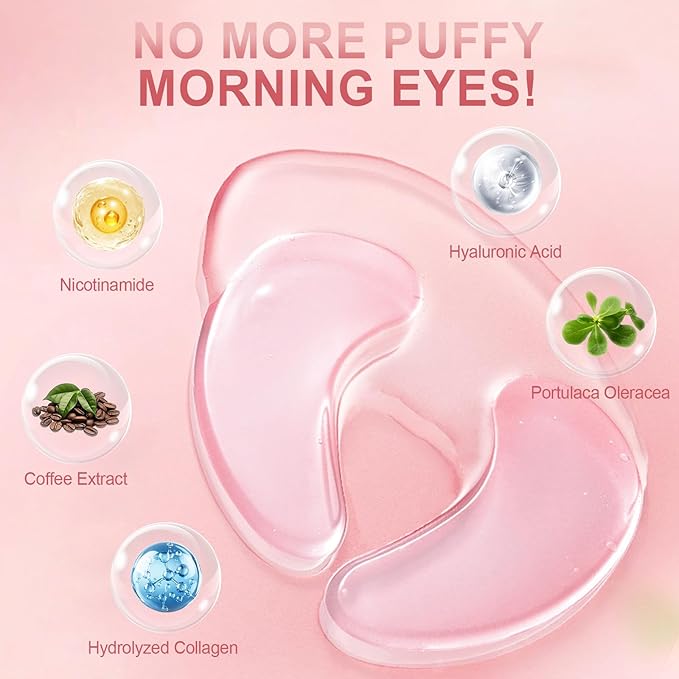 Eye Patches with PDRN & Collagen, Hydrogel Eye Mask with Instant Lift Effect, Dark Circles & Puffy Eyes, Anti-Aging Under Eye Treatment for Wrinkles, Eye Bags & Fine Lines (8 Pairs)