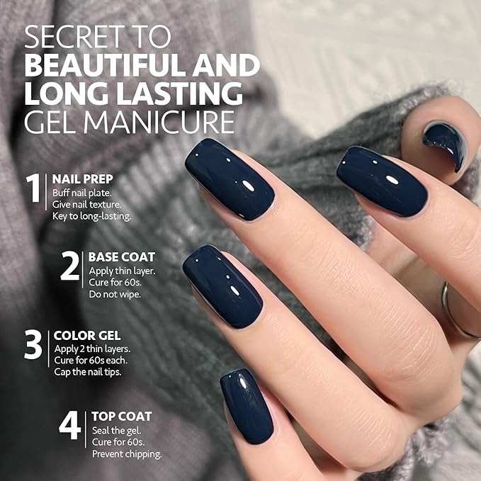 GAOY Blue Gel Nail Polish, 16ml Soak Off Gel Polish, UV Light Cure for Nail Art DIY Manicure at Home, 2115 Navy Blue