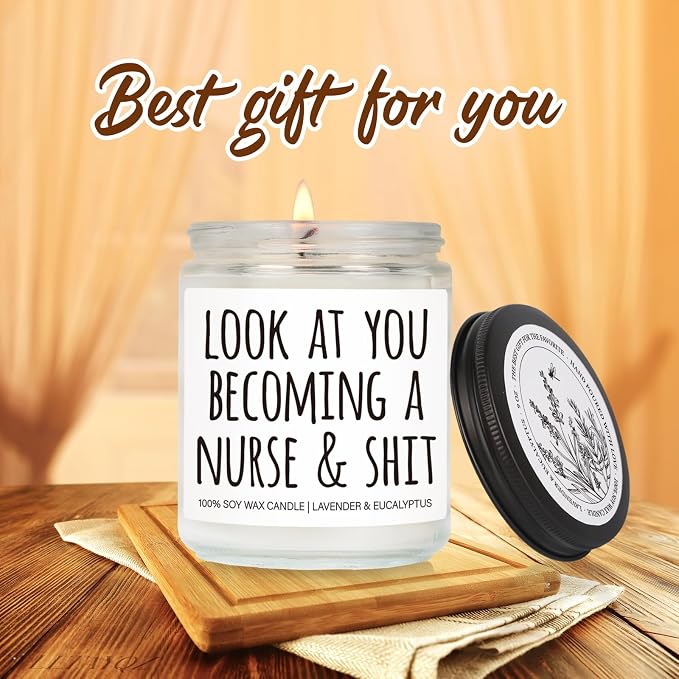 Nurse Candle Gifts for Women Men, Funny Nurses Week Nursing Graduation/Birthday Thanksgiving Candles Gifts - Look at You Becoming a Nurse and sh t Candle, Cool LPN RN Candles Gift for nurses-71