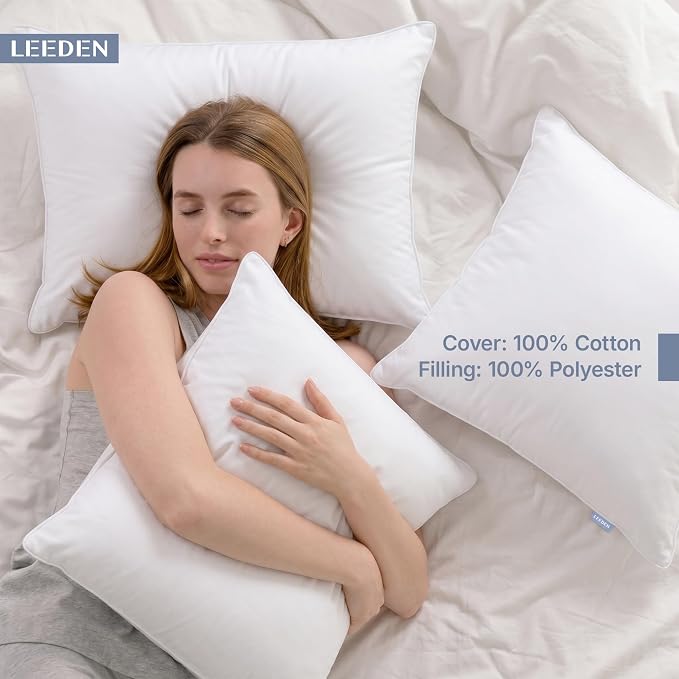 Leeden 30 x 30 Throw Pillow Inserts Set of 2, Fluffy Euro Pillows | Fluffy & Firm Down Alternative Euro Pillow Inserts with 100% Cotton Cover, Soft Square Pillow Forms for Couch & Living Room
