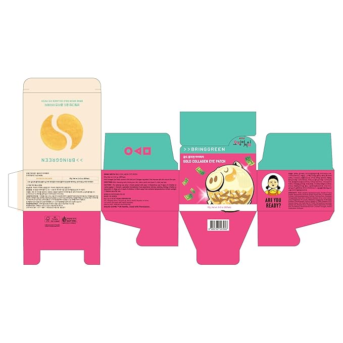 BRING GREEN Gold Collagen Eye Patches 60 Count, Hydrating Firming Under Eye Mask for Dark Circles & Puffiness