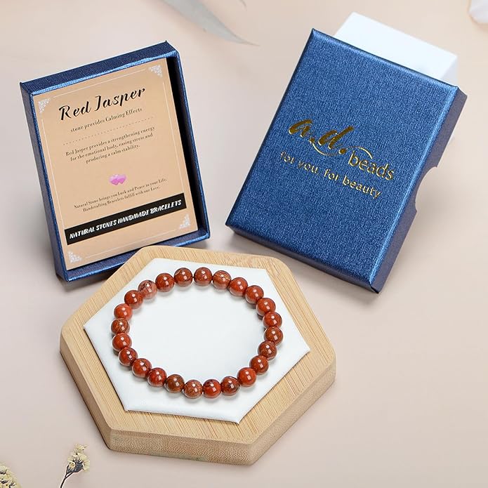 AD Beads Handmade Gemstone Stretch Elastic Bracelet Crystal Healing Reiki Nature's Beauty and Spiritual Essence Unisex