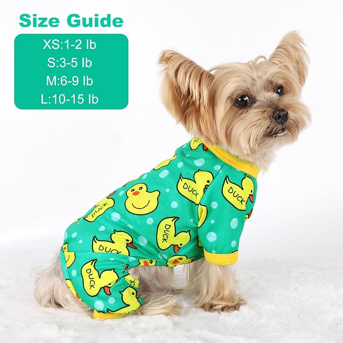 Dog Pajamas for Small Dogs Boy Girl, Dog Clothes Tiny Chihuahua Yorkie Spring Summer Shirt, Cute Puppy Outfit Pjs Jumpsuit Cat Onesie Apparel Pet Clothes (Blue Duck, X-Small)