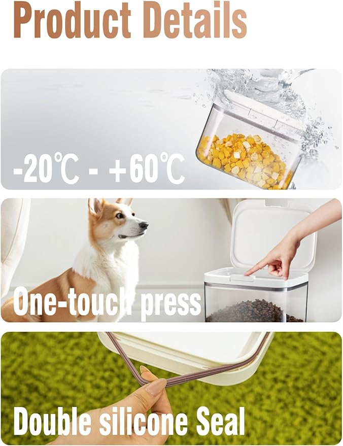 LivLab Mker 5-10 lb Airtight Dog Food Storage Container, White