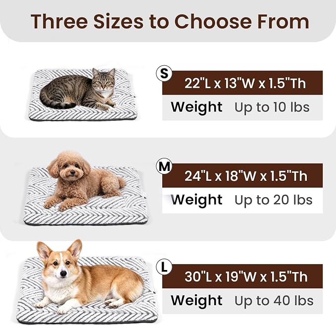 Mora Pets Dog Crate Pad Washable Cat Dog Bed for Crate Flat Pet Kennel Mat | Soft Dog Cat Bed Mat, Puppy Crate Pad for Dog Cages Cozy Sleeping Liner, Cute Pet Pillow Cushion Anti Slip Small Grey 24 x 18